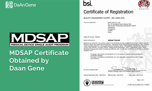 MDSAP Certificate Obtained by DaAn Gene!